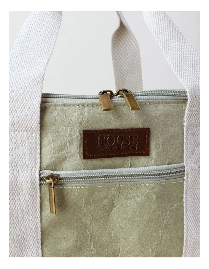 Hinterland Washed Paper Picnic Bag in Sea Moss/Taupe image 3