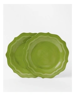 Positano Green Scalloped Salad Plate 2 Pack in Green