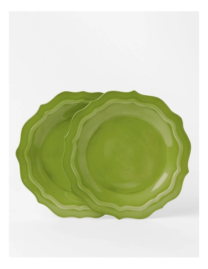 Positano Green Scalloped Salad Plate 2 Pack in Green image 1