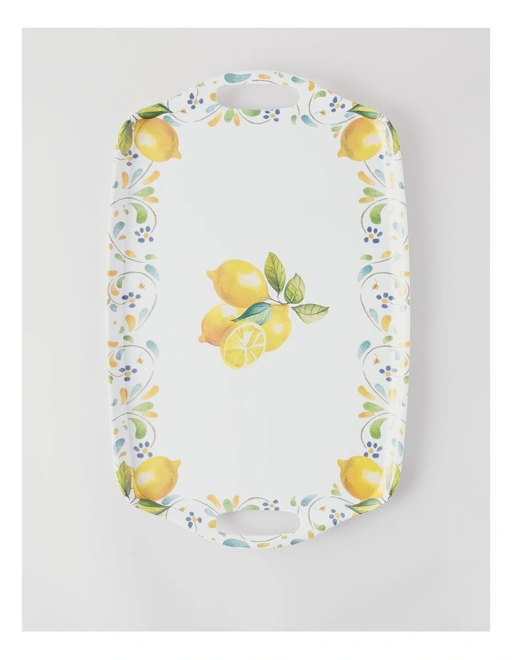 Positano Lemon Handled Tray in Multicolour image 1