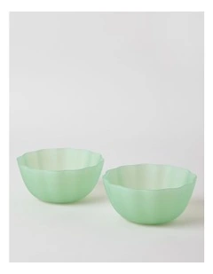Petals Cereal Bowl Set of 2 in Green