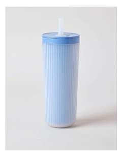 Sunshine Travel Tumbler with Straw in Blue
