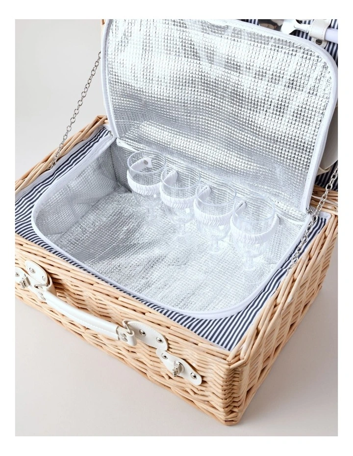4 Person Picnic Basket in Ash Honey/Navy image 4