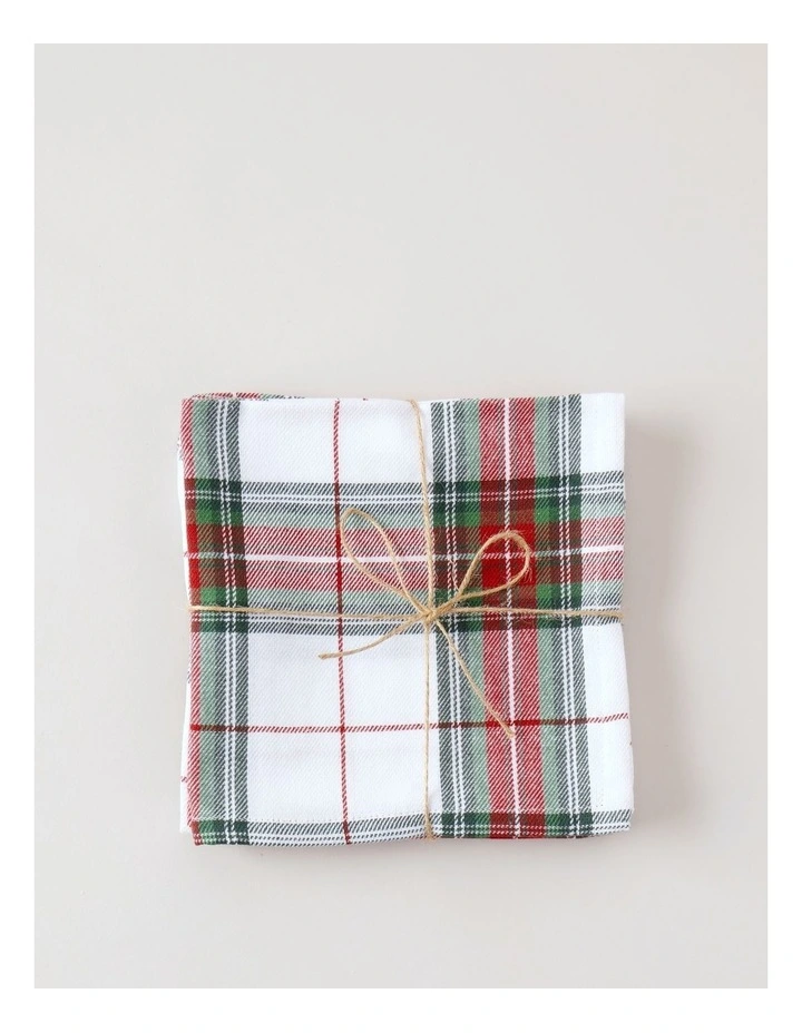 Tartan Napkin Set of 4 in White image 1