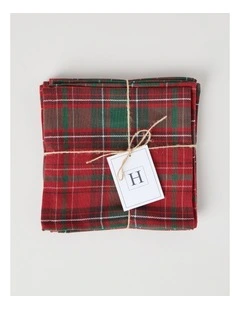 Heirloom Tartan Napkin Set of 4 40 x 40cm in Red and Green