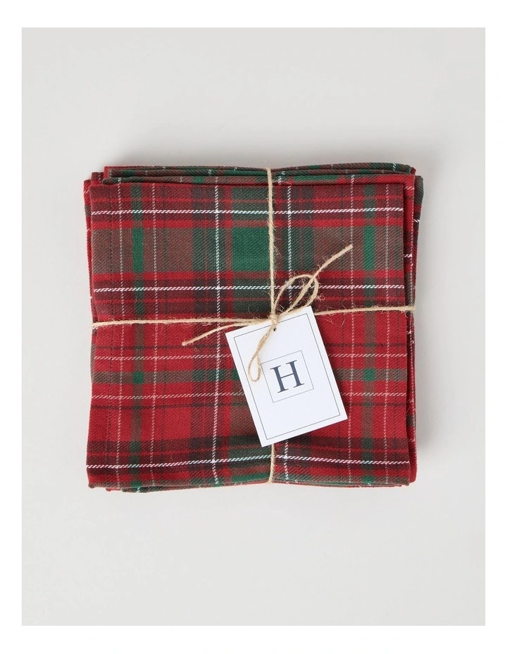 Heirloom Tartan Napkin Set of 4 40 x 40cm in Red and Green image 1