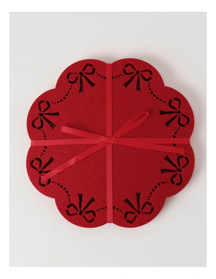 Bow Placemat Set of 4 in Red image 2