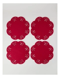 Bow Placemat Set of 4 35cm in Red