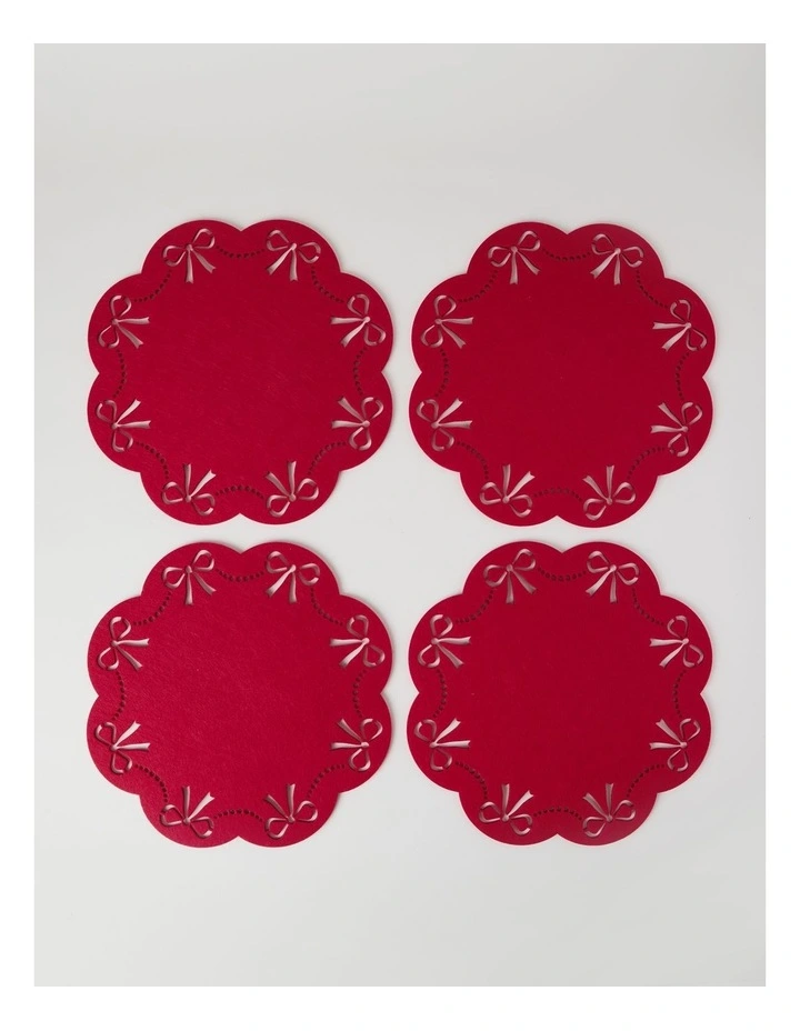 Bow Placemat Set of 4 35cm in Red image 1