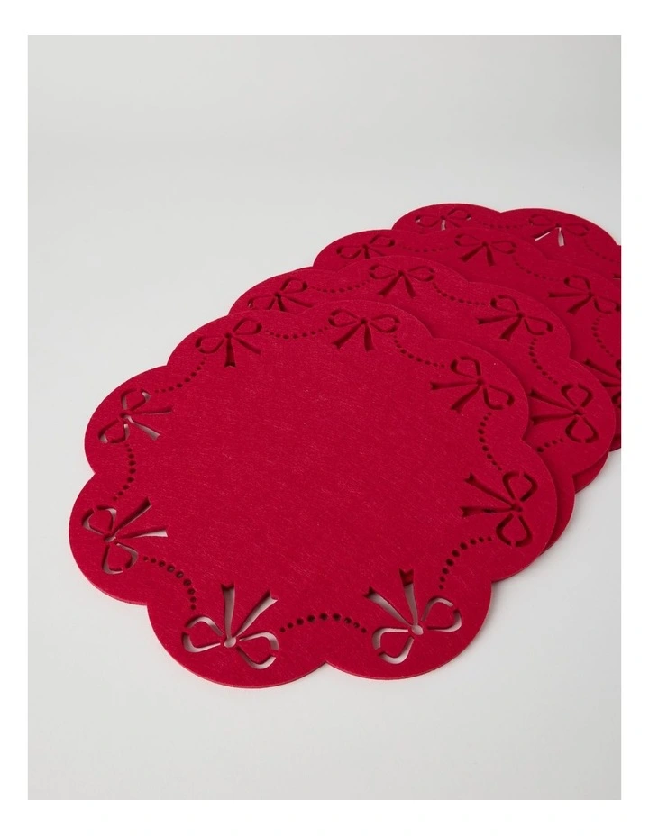 Bow Placemat Set of 4 35cm in Red image 2