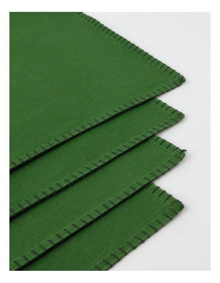 Traditional Stitch Placemat 33x48cm in Green image 2