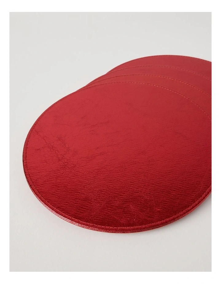 Metallic Set of 4 Round Placemats in Red image 2