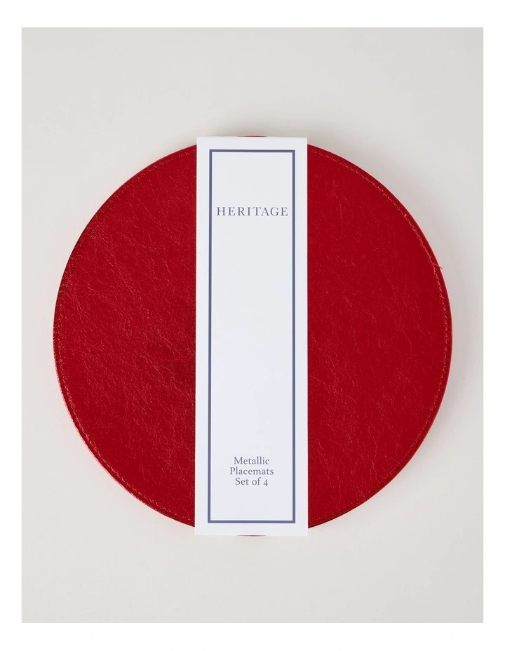 Metallic Set of 4 Round Placemats in Red image 3