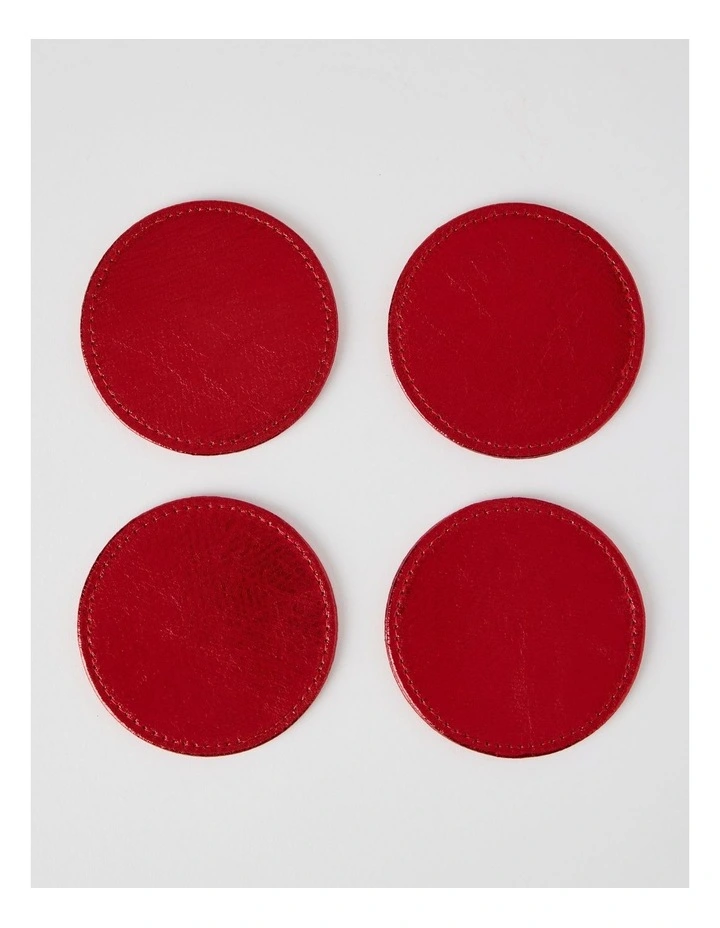 Metallic Set of 4 Round Coasters in Red image 1