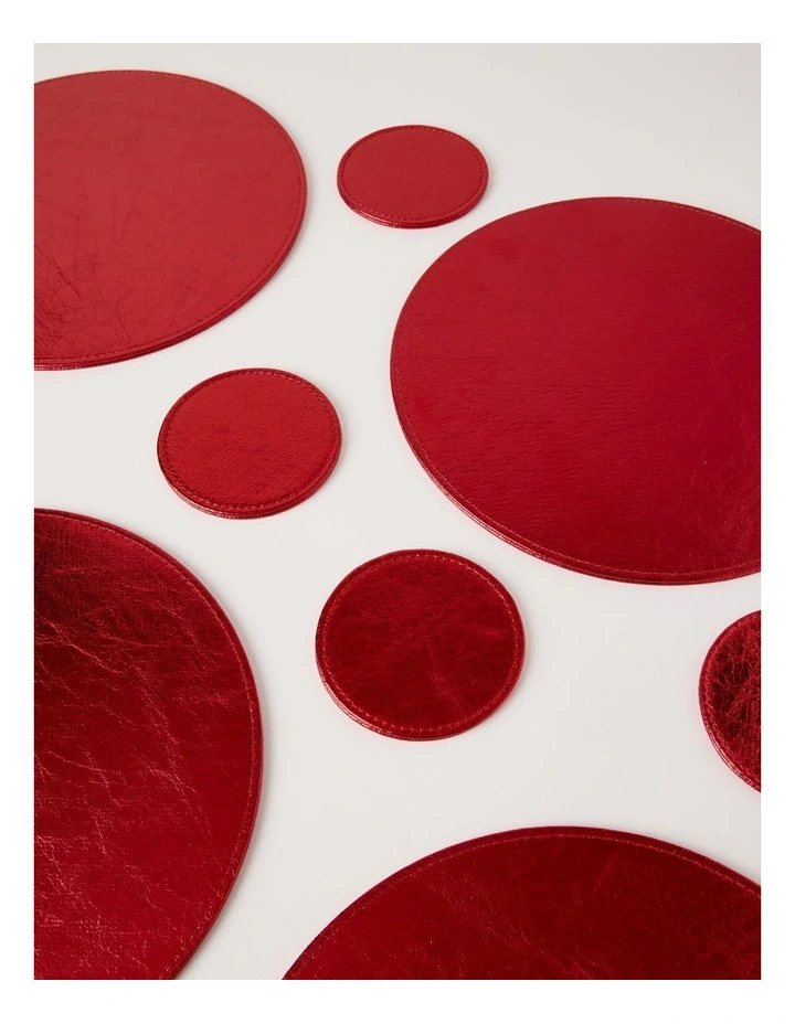 Metallic Set of 4 Round Coasters in Red image 4