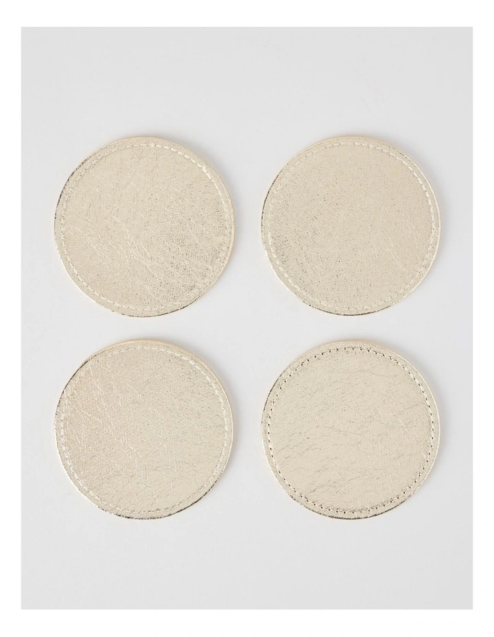 Metallic Set of 4 Round Coasters in Champagne image 1