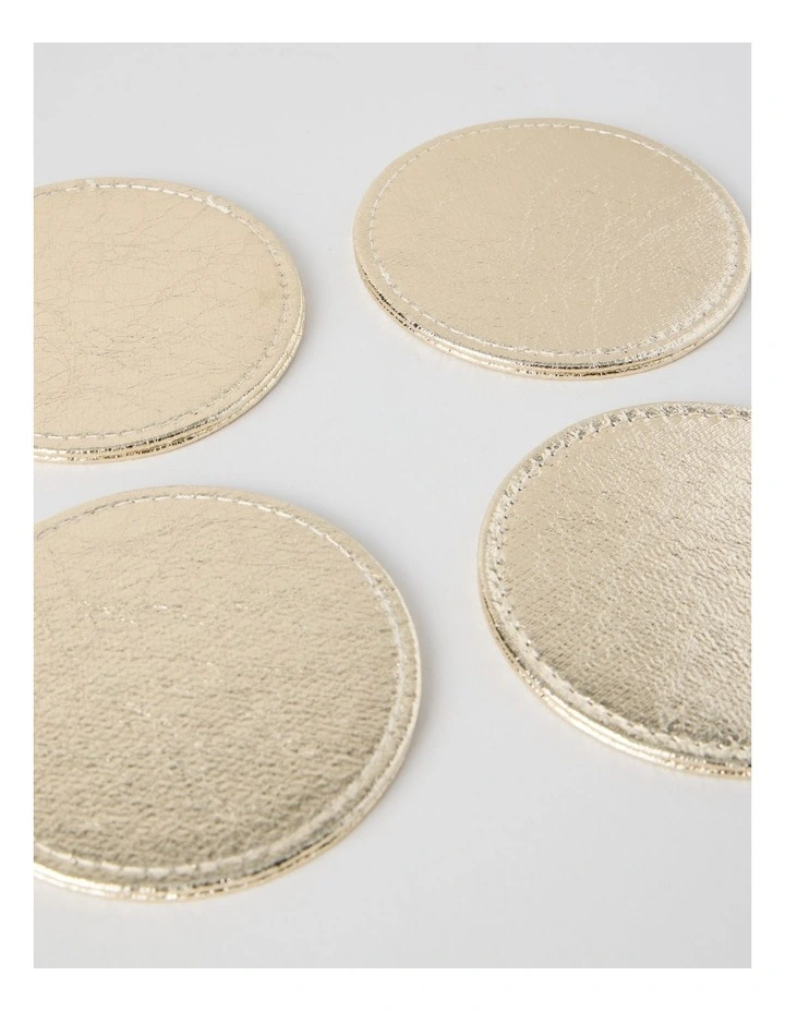 Metallic Set of 4 Round Coasters in Champagne image 2
