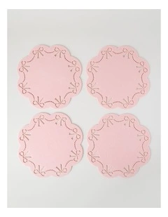 Bow Placemat Set of 4 35cm in Pink