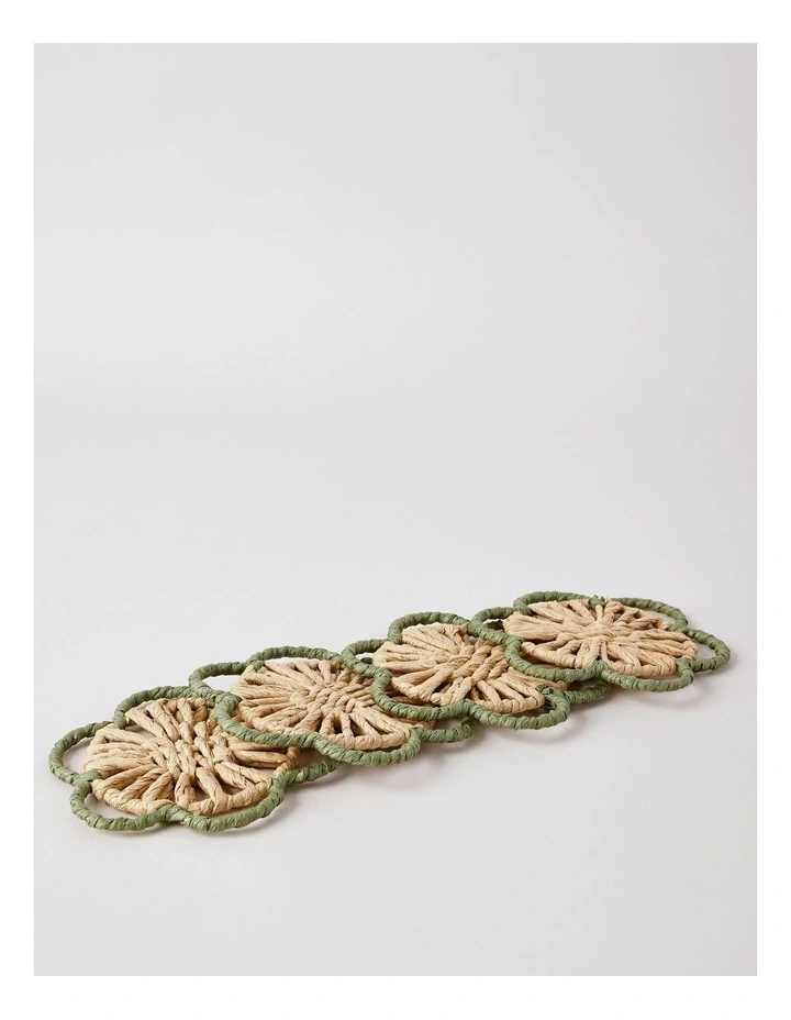 Garden Party Flower String Coaster Set of 4 in Natural image 2
