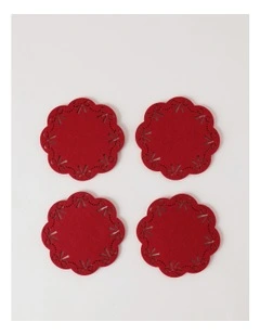 Bow Coaster Set of 4 in Red