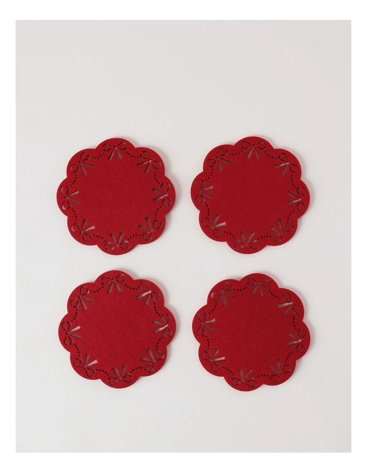 Bow Coaster Set of 4 in Red image 1