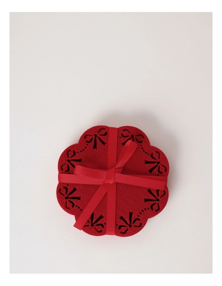 Bow Coaster Set of 4 in Red image 2