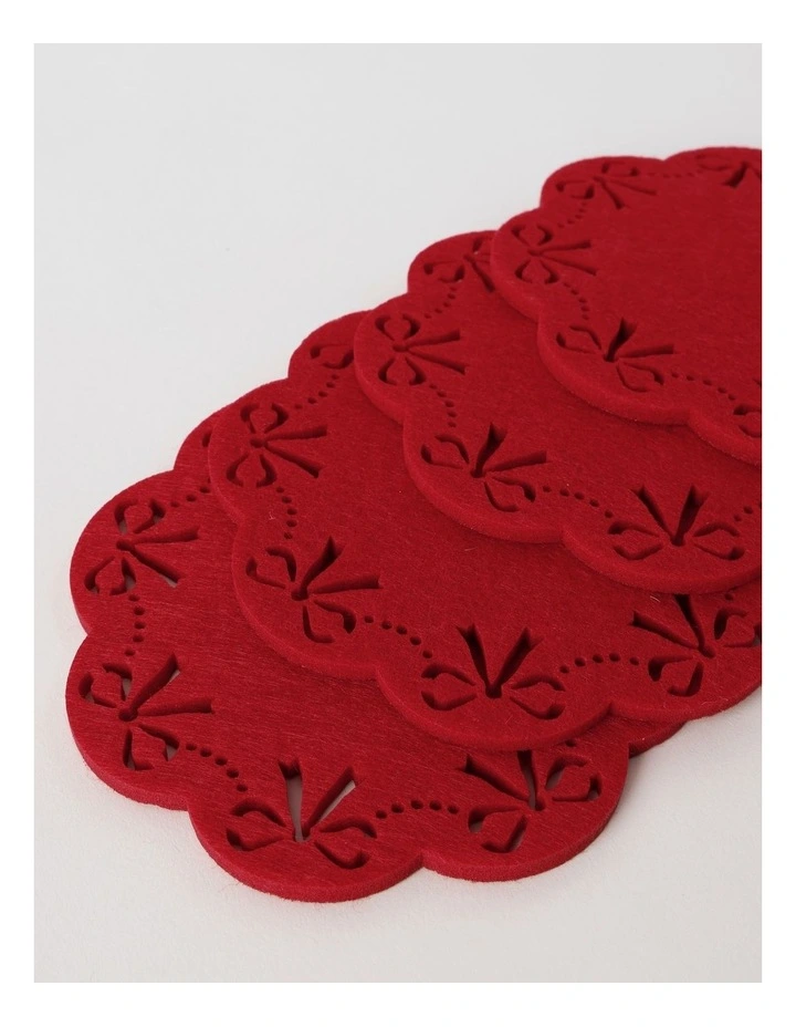 Bow Coaster Set of 4 in Red image 3