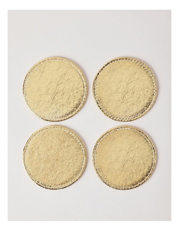 Metallic Coaster Set of 4 in Gold image 1