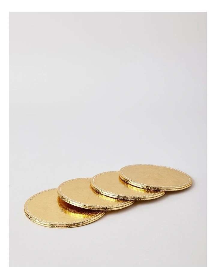 Metallic Coaster Set of 4 in Gold image 2