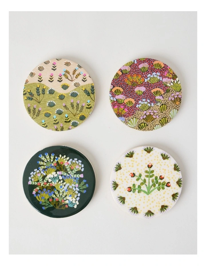 Artists of Ampilatwatja x Art Series Artists Coasters Set of 4 by Latoya Ngwarraye Petrick image 1