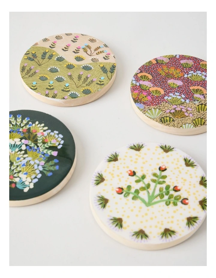 Artists of Ampilatwatja x Art Series Artists Coasters Set of 4 by Latoya Ngwarraye Petrick image 2