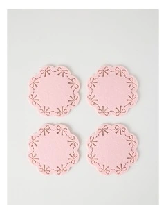 Bow Coaster Set of 4 13cm in Pink