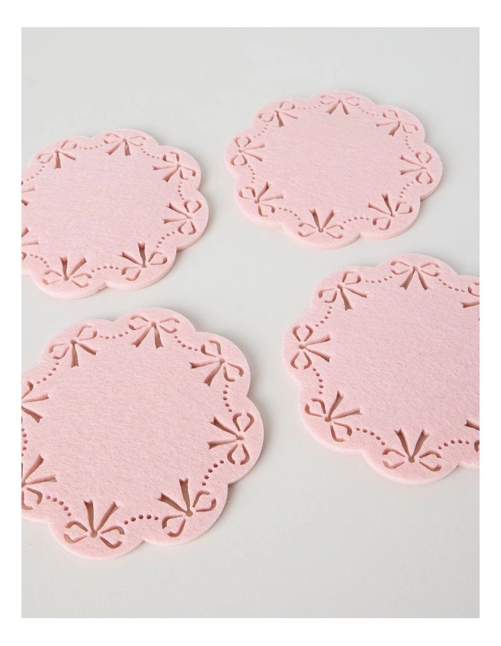 Bow Coaster Set of 4 13cm in Pink image 2