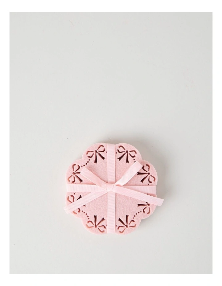 Bow Coaster Set of 4 13cm in Pink image 3
