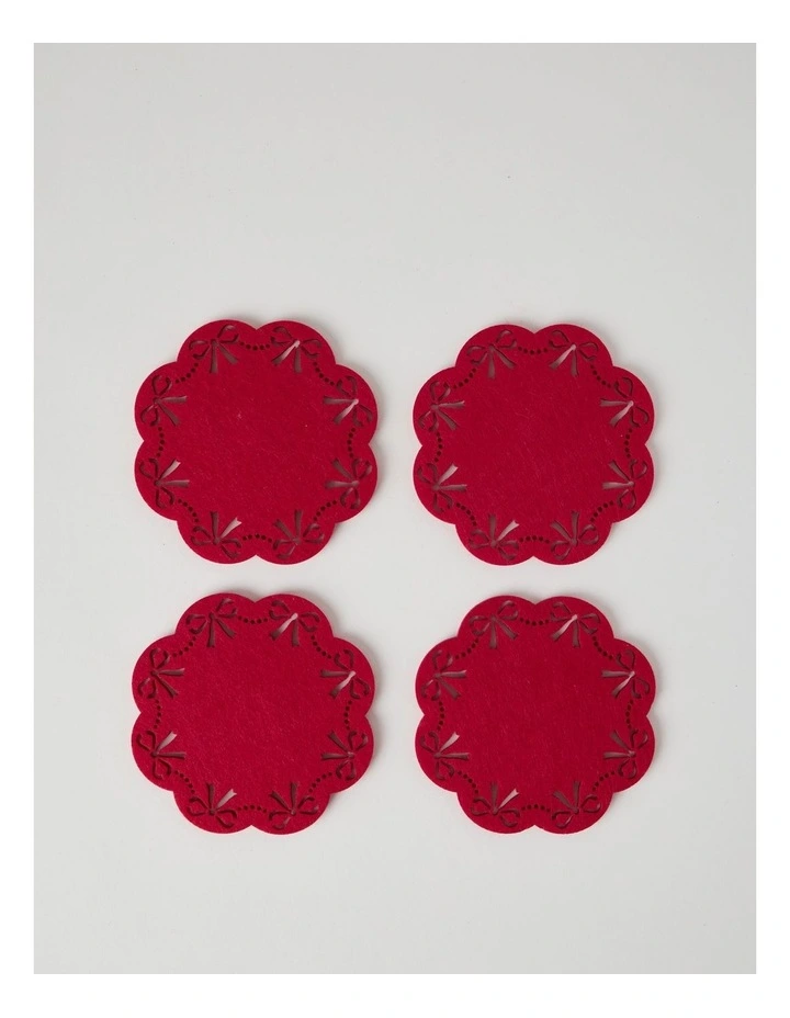 Bow Coaster Set of 4 13cm in Red image 1