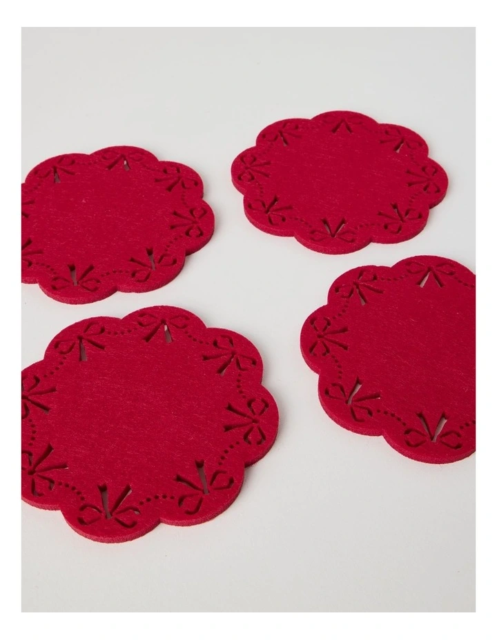 Bow Coaster Set of 4 13cm in Red image 2