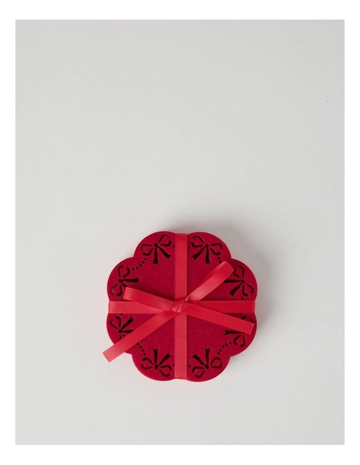 Bow Coaster Set of 4 13cm in Red image 3