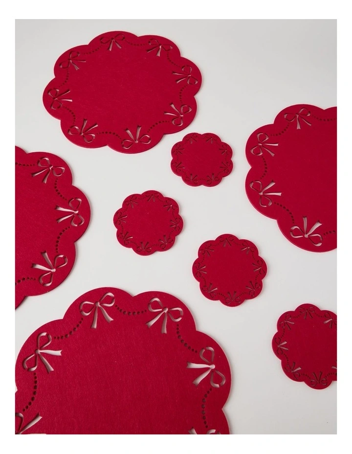 Bow Coaster Set of 4 13cm in Red image 4