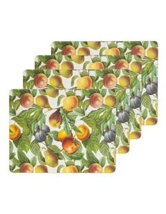 Vintage Fruits Hardboard Placemats Pack Of 4 in Multi