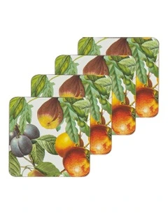 Vintage Fruits Hardboard Coasters Pack Of 4 in Multi