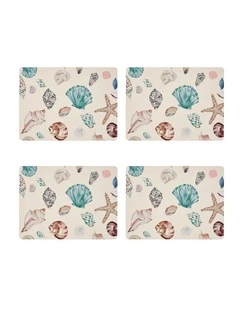 Beach Treasures Hardback Placemat Set of 4 in Blue