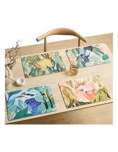 Australian Bush Birds Hardback Placemat Set of 4 in Multi