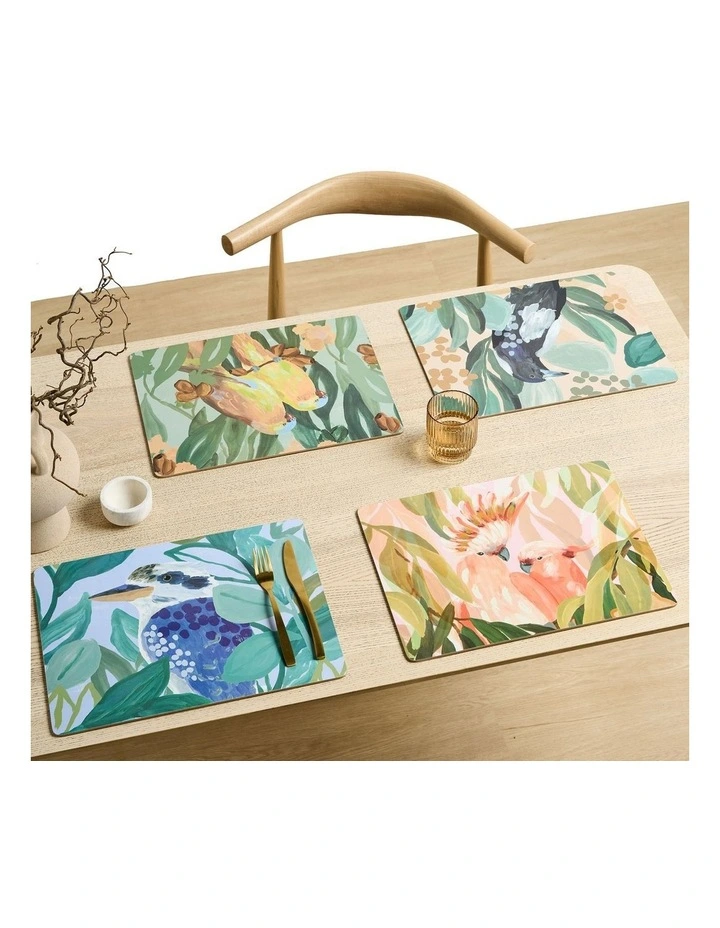 Australian Bush Birds Hardback Placemat Set of 4 in Multi image 1