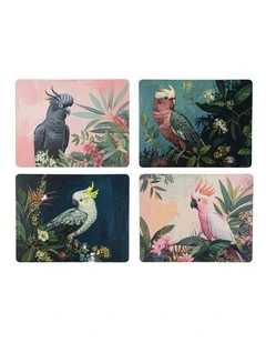 Hardboard Aus Cockatoos Rectangle 4pk Placemat