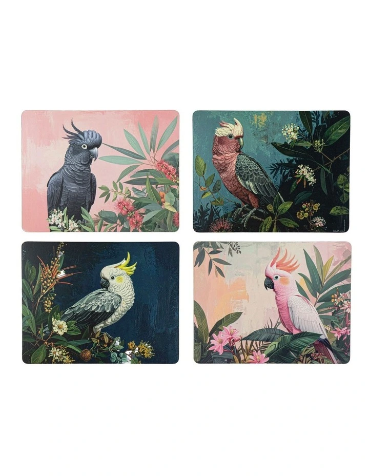 Hardboard Aus Cockatoos Rectangle 4pk Placemat image 1
