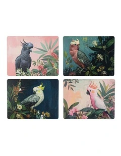 Hardboard Aus Cockatoos Rectangle 4pk Placemat