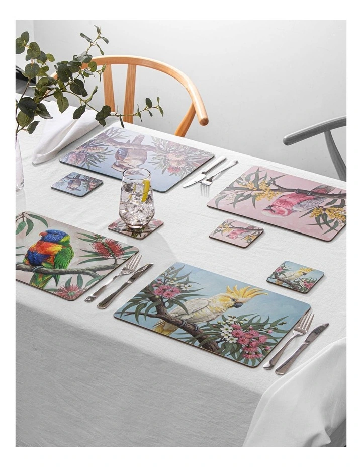 Hardboard Feathered Friends Square 4pk Coaster image 2