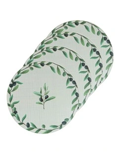 Hardboard Olive Garland Round 4pk Placemat