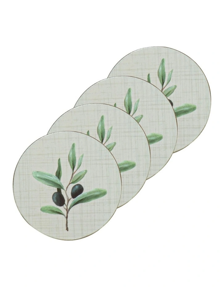 Hardboard Olive Garland Round 4pk Coaster image 1