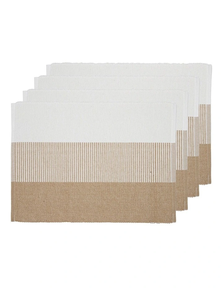 Harrison Ribbed Placemat 4 Pack in Taupe image 1